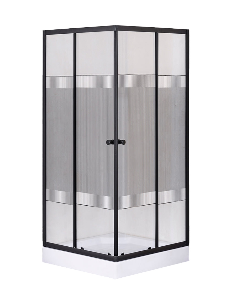 114398 Cabină duș 900x900x1950/130 4mm pătrată neagră Malta LiniaH2O