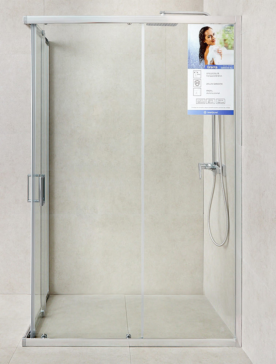107746 Cabină duș 1200x800x1900 6mm universală Granta LiniaH2O