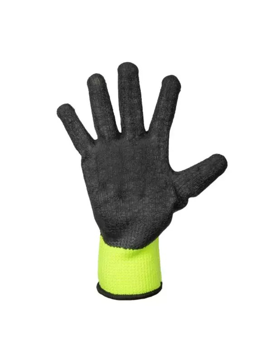 * 373308 Mănuși din poliester galben neon acoperire spumă de latex