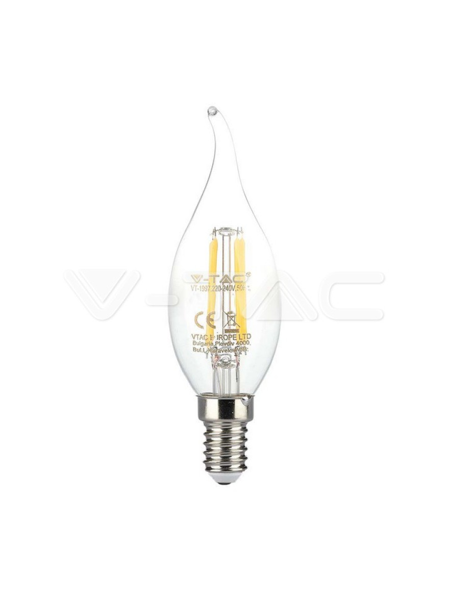 * Bec Led Filament Candle Flame 4W E14 3000K V-TAC