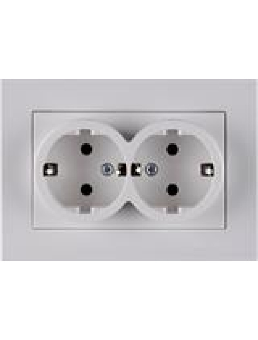 Priză dublă cu împământare 16A albă Karen Arvia