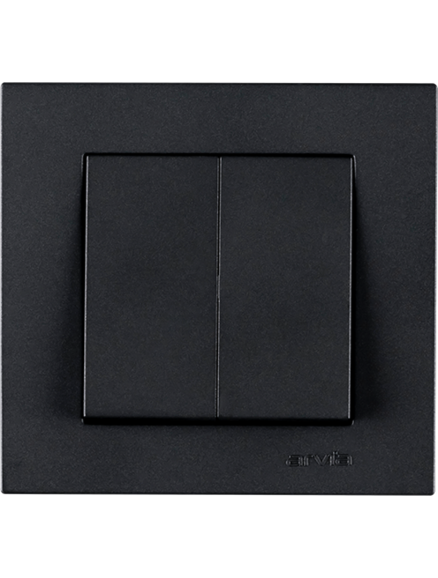 Întrerupător dublu cap-scară 10A negru metalic Karen Arvia