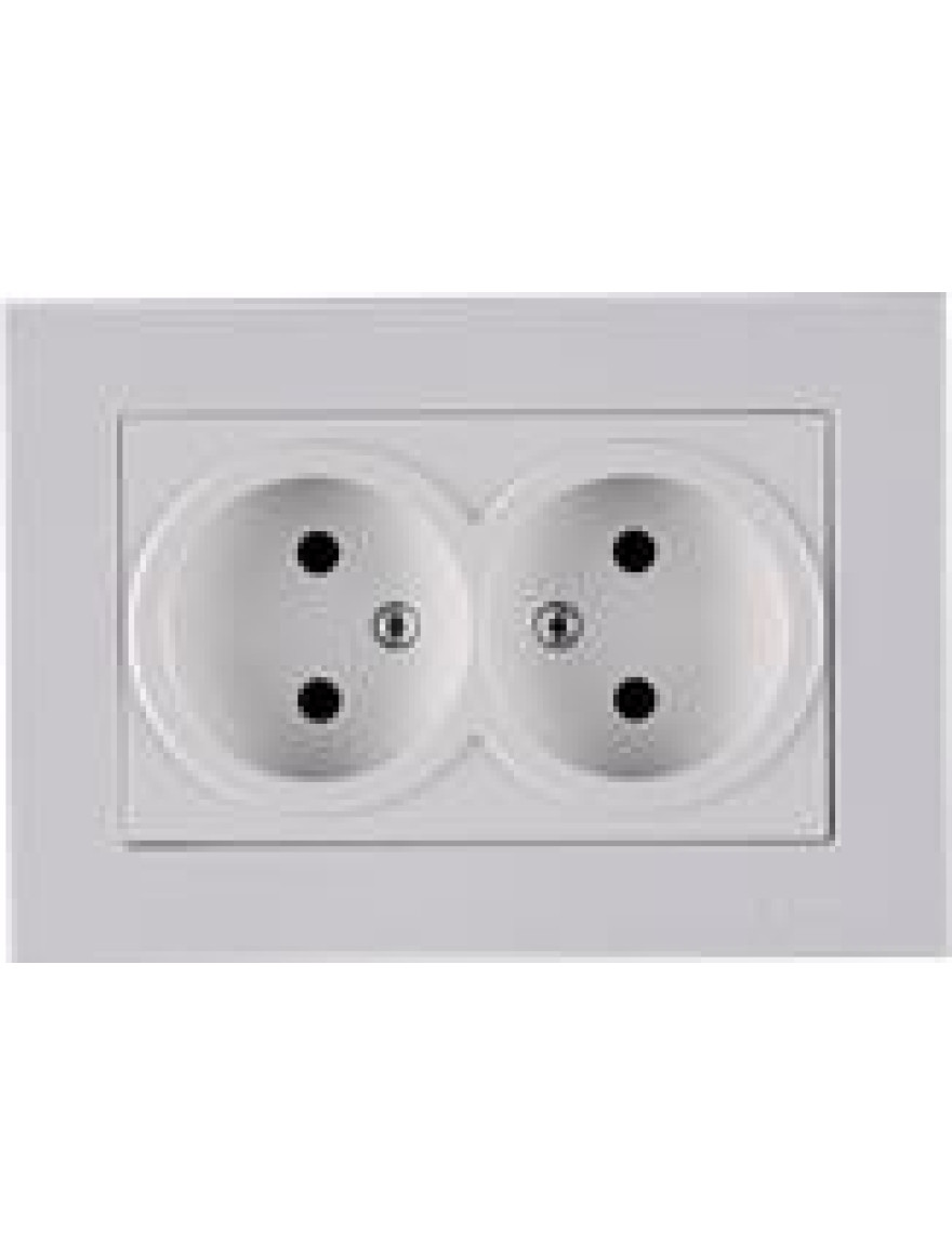 Priză dublă fără împământare 16A albă Karen Arvia