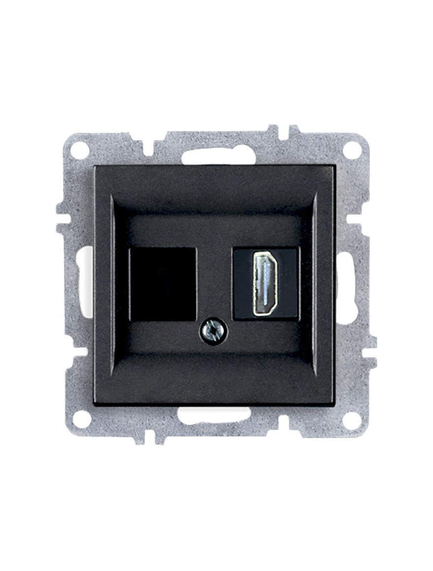 Priză HDMI neagră metalic Karen Arvia