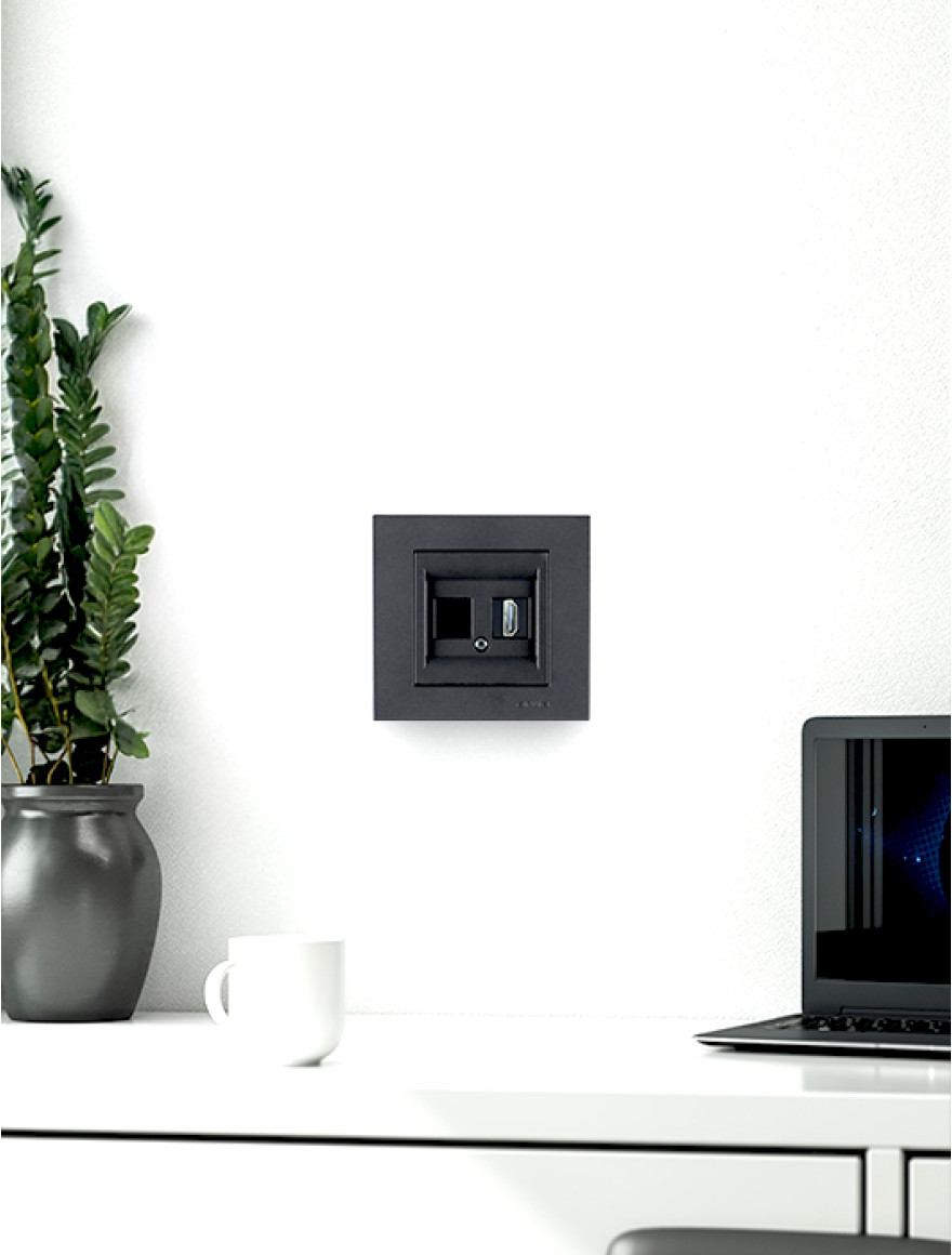 Priză HDMI neagră metalic Karen Arvia