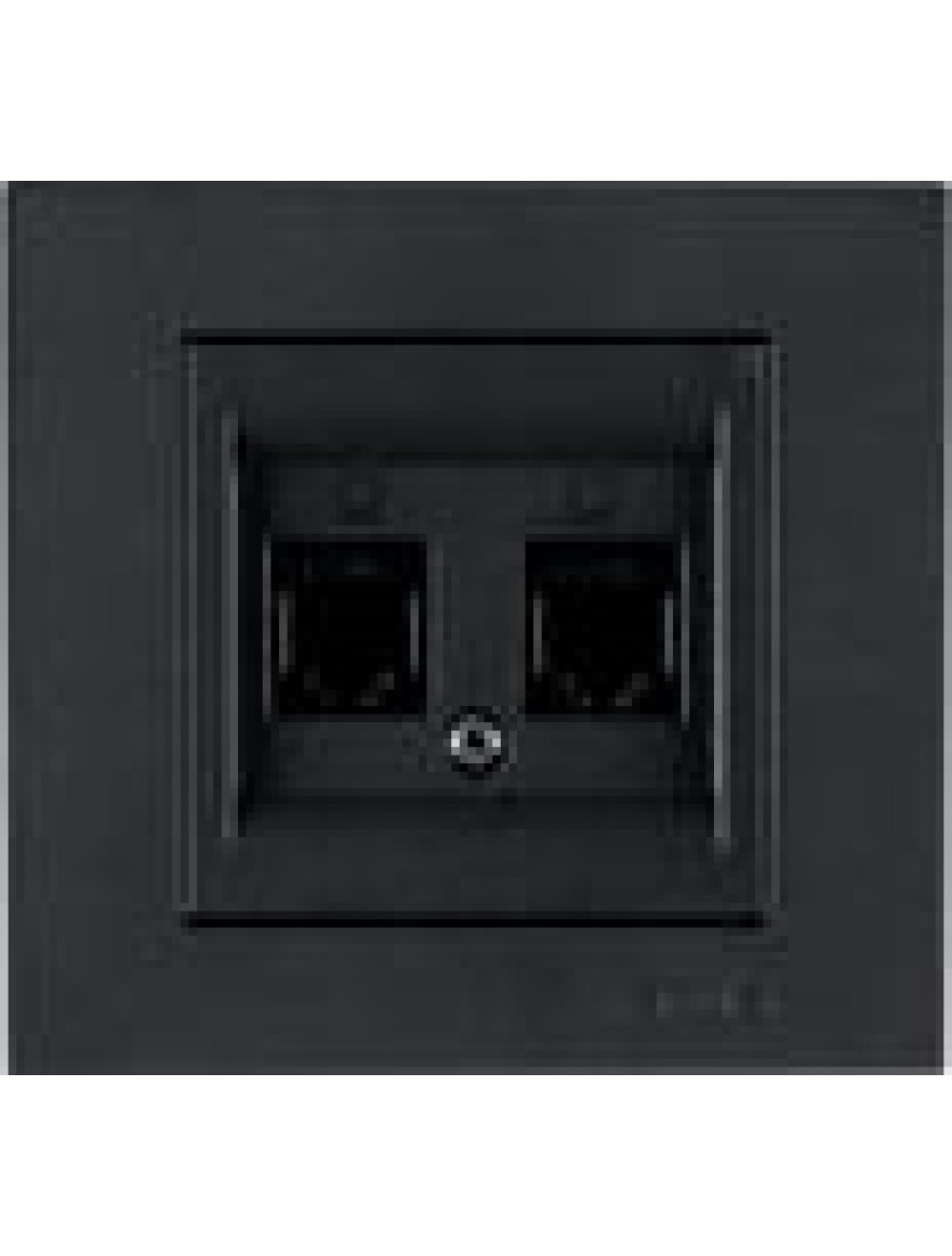 Priză dublă internet cat 6 neagră metalic Karen Arvia