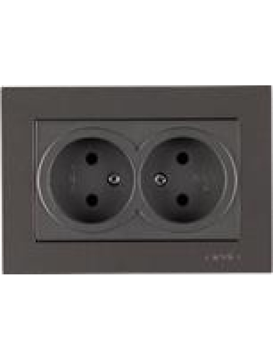 Priză dublă fără împământare 16A antracit Karen Arvia