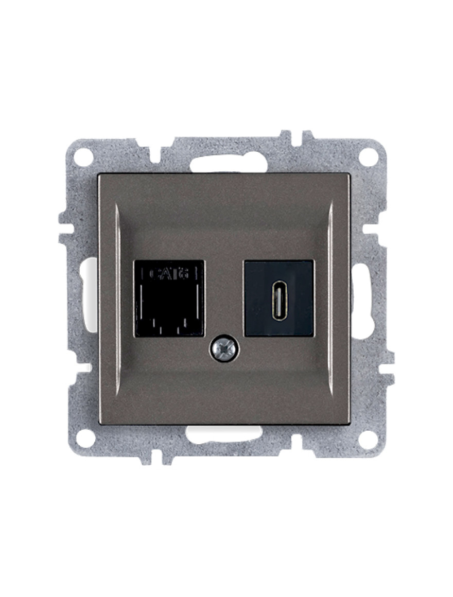 Priză internet cat 6 + Type C antracit Karen Arvia