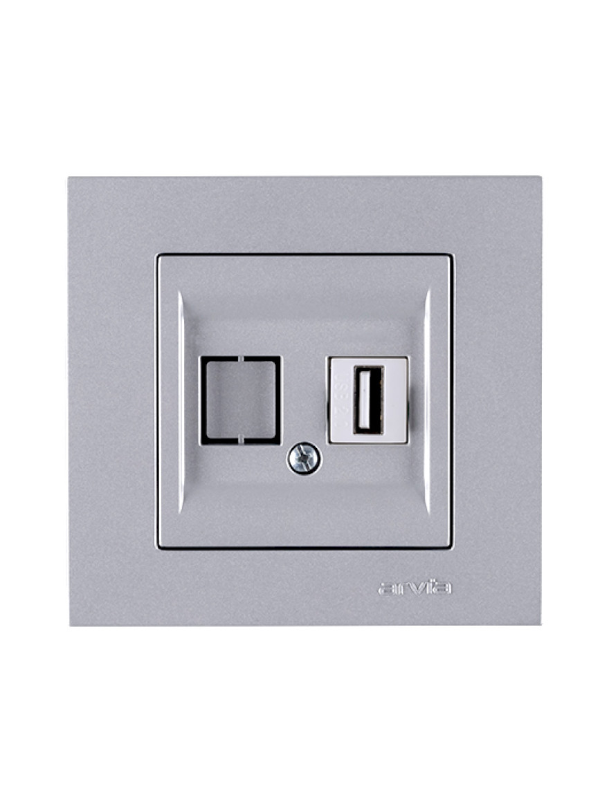 Priză USB argintie Karen Arvia