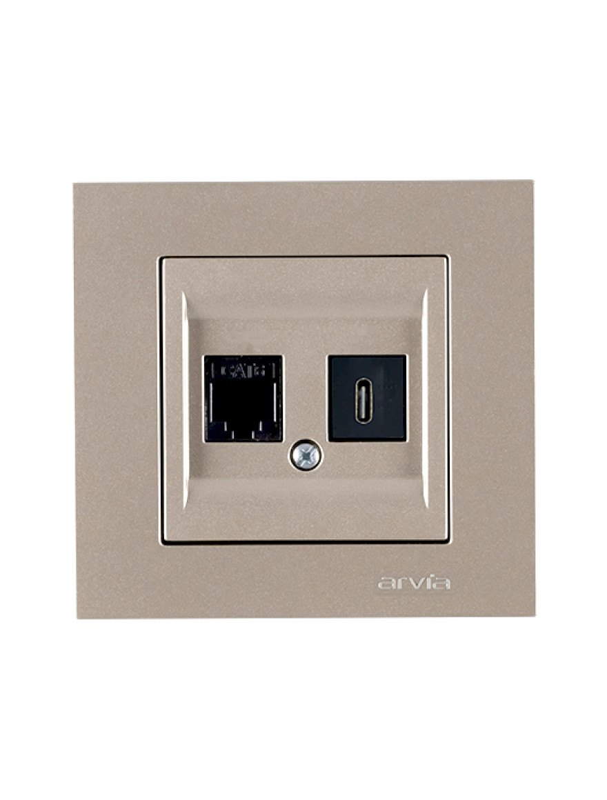 Priză internet cat 6 + Type C titan Karen Arvia