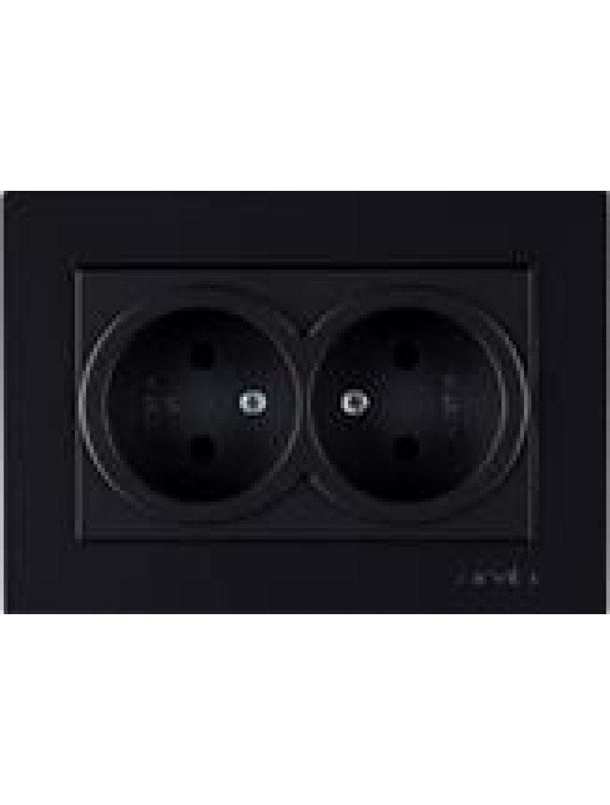 Priză dublă fără împământare 16A soft black Karen Arvia