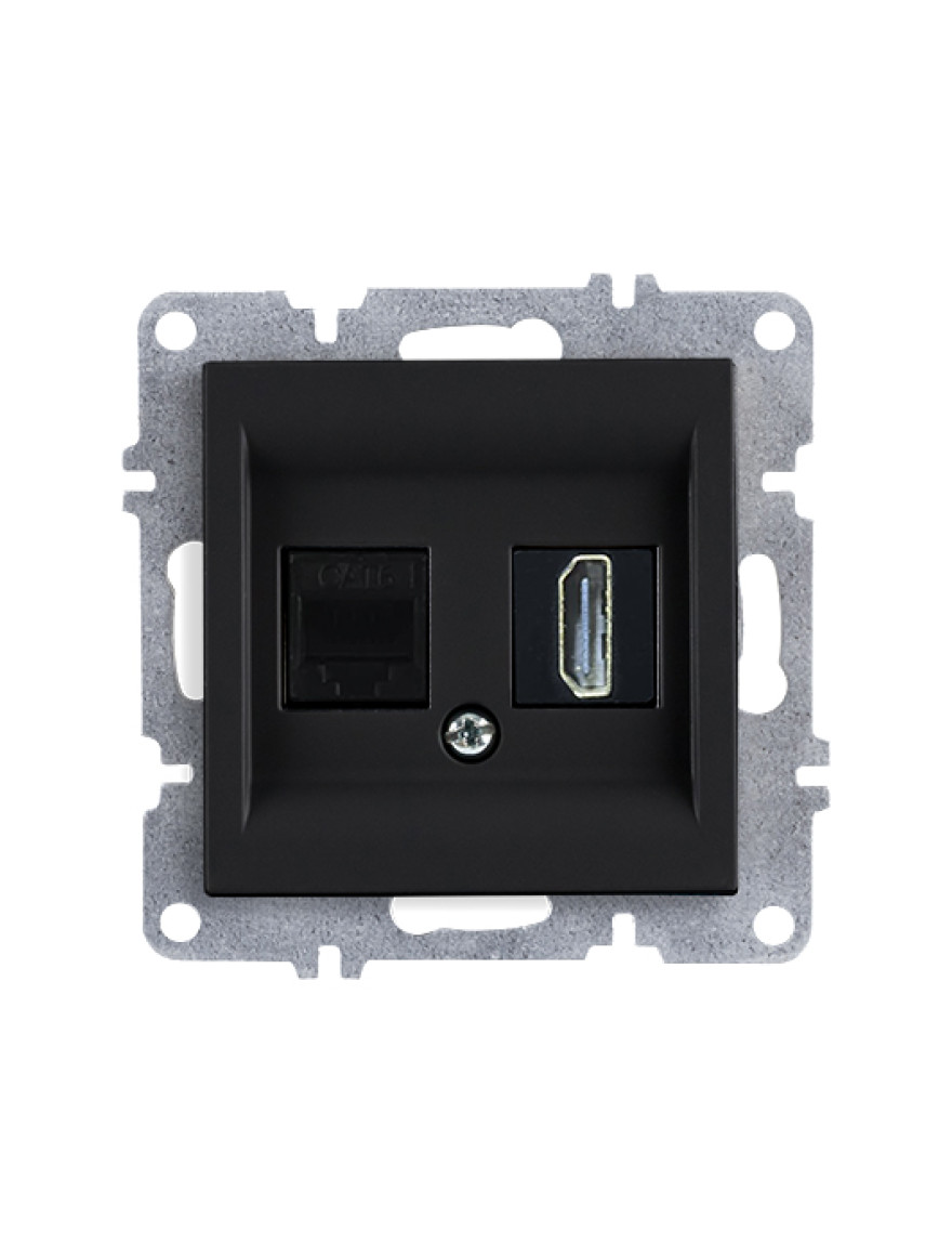 Priză internet cat 6 + HDMI soft black Karen Arvia