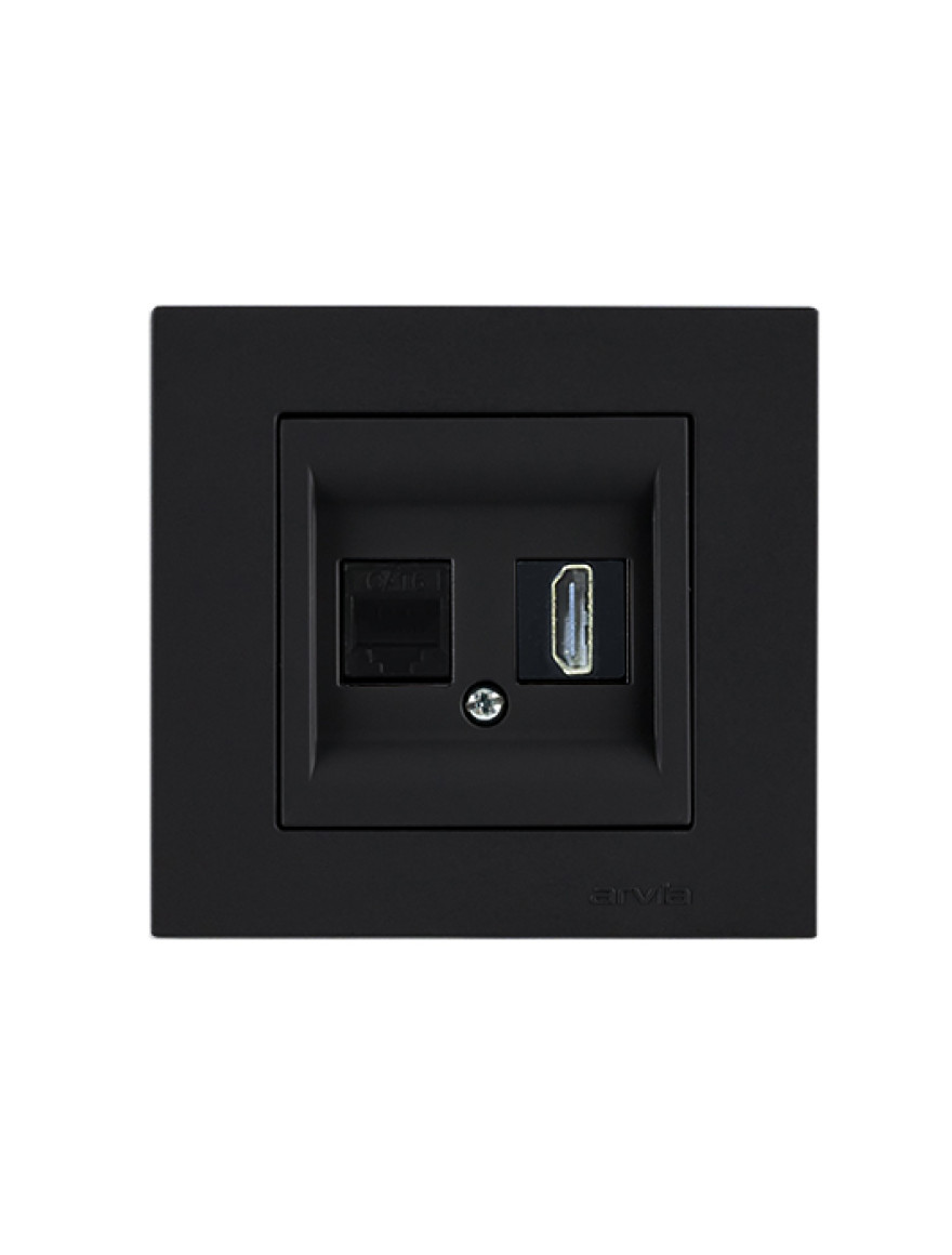 Priză internet cat 6 + HDMI soft black Karen Arvia