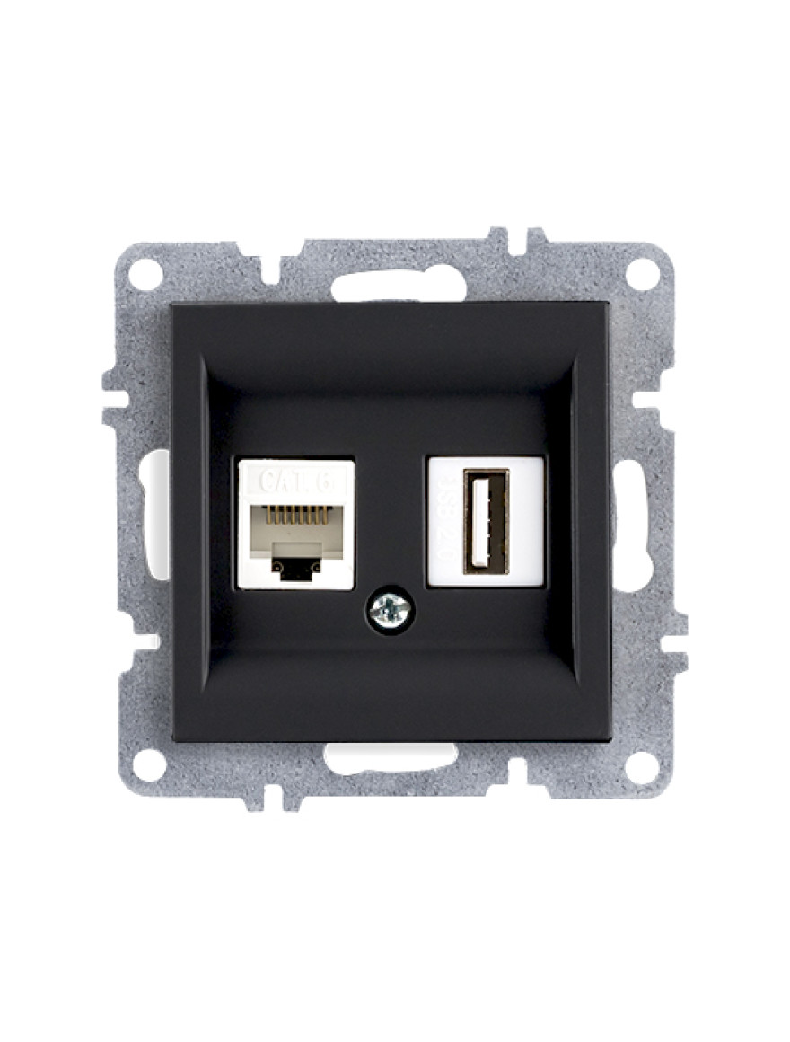 Priză internet cat 6 + USB soft black Karen Arvia