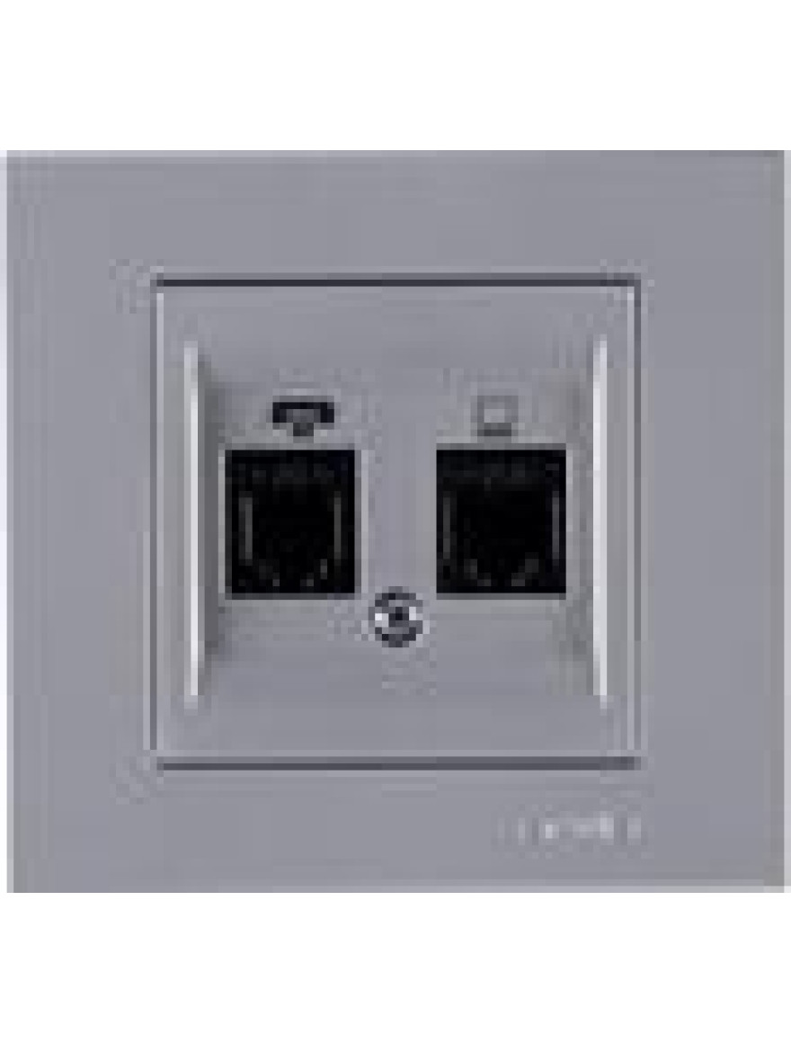 Priză internet cat 6 + telefon cat 3 argintie Karen Arvia