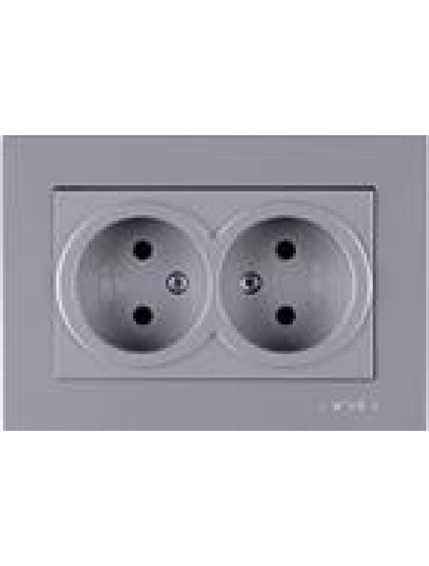 Priză dublă fără împământare 16A argintie Karen Arvia