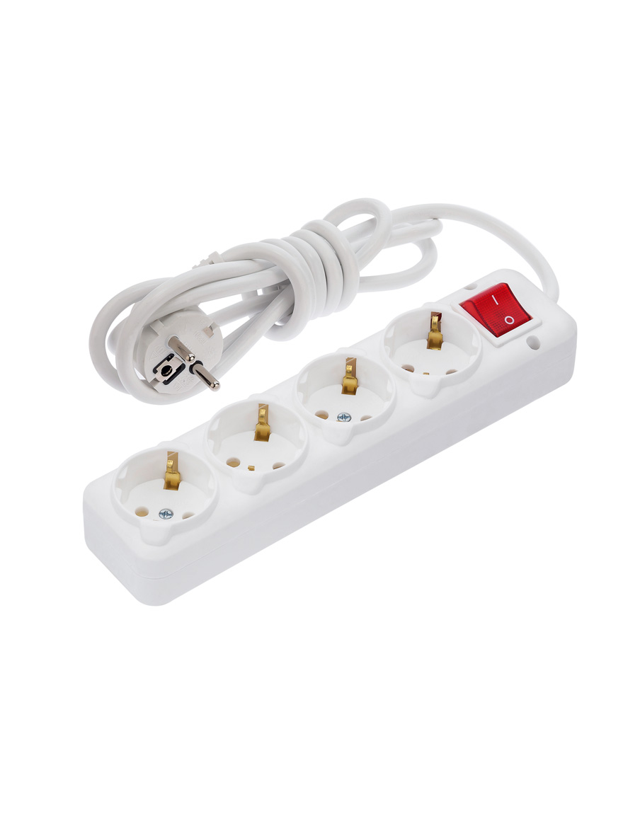 Prelungitor 4 prize 3m cu împ. și într. alb 16A  220-250V NE-AD (14buc/cut)