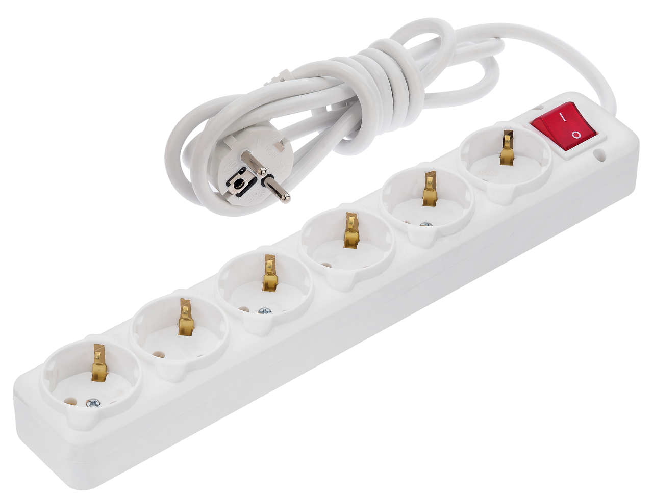 Prelungitor 6 prize 3m cu împ. și într. alb 16A  220-250V NE-AD (10buc/cut)