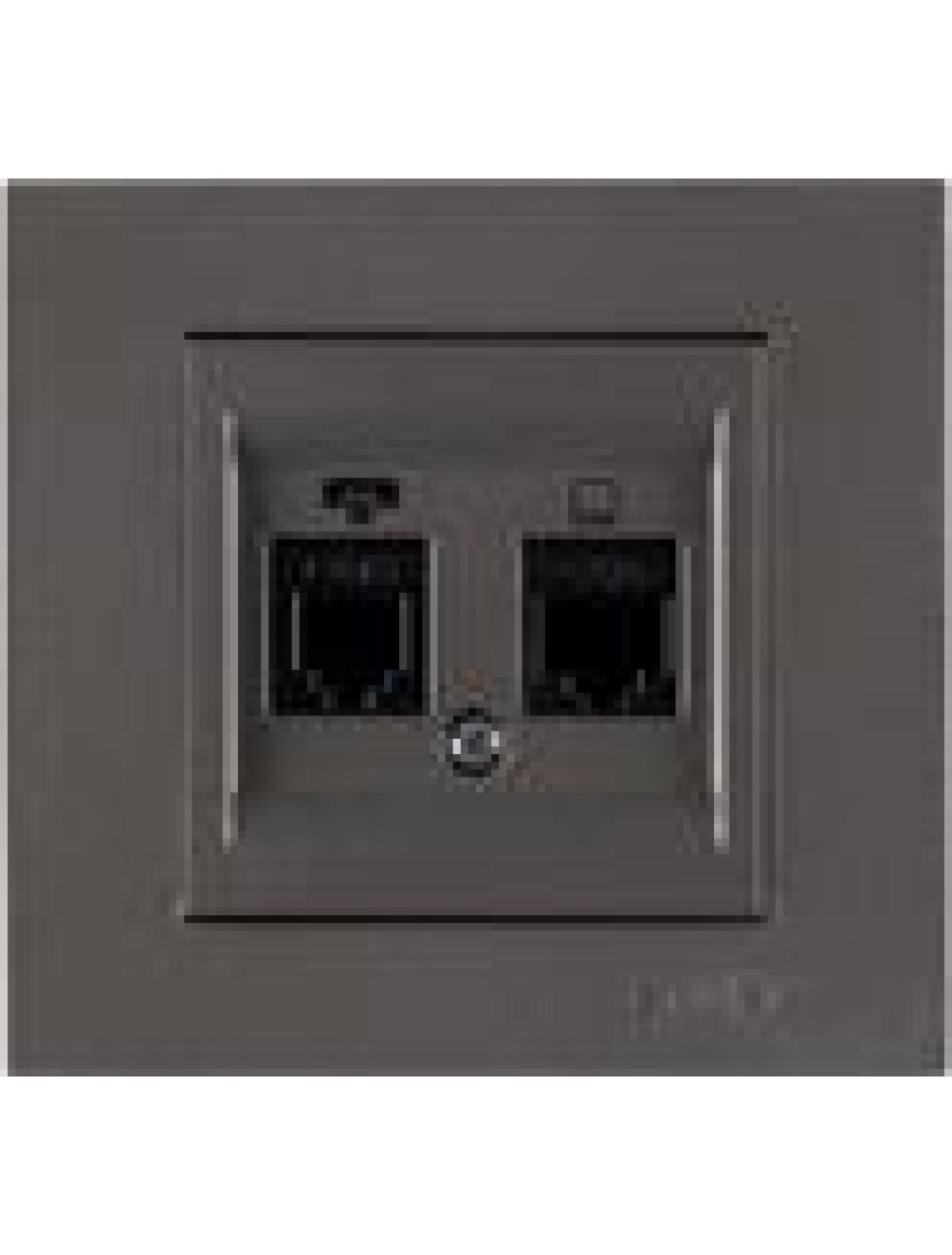 Priză internet cat 6 + telefon cat 3 antracit Karen Arvia