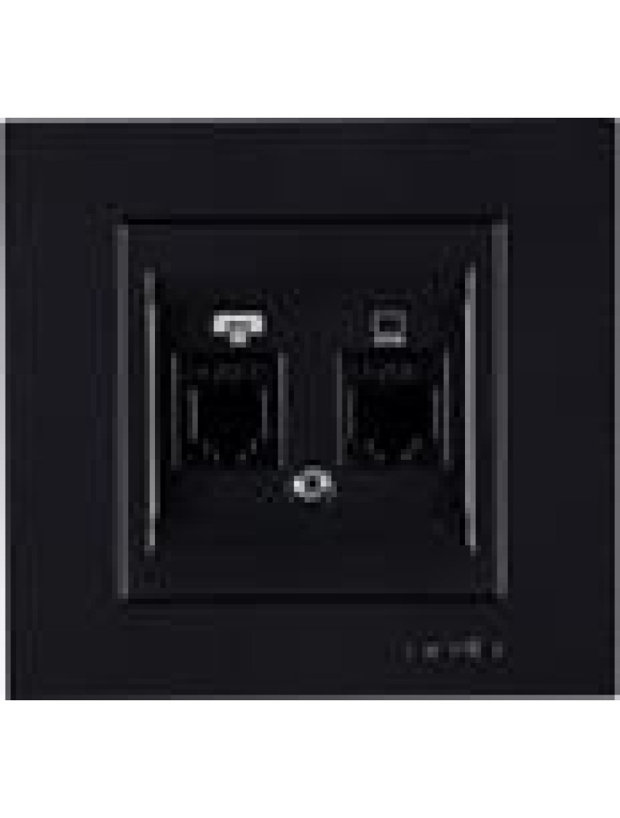 Priză internet cat 6 + telefon cat 3 neagră Karen Arvia