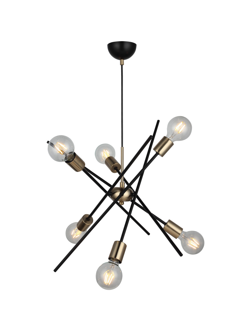 Lustră OPA 6xE27 max 6x40W black + antique LUCEA