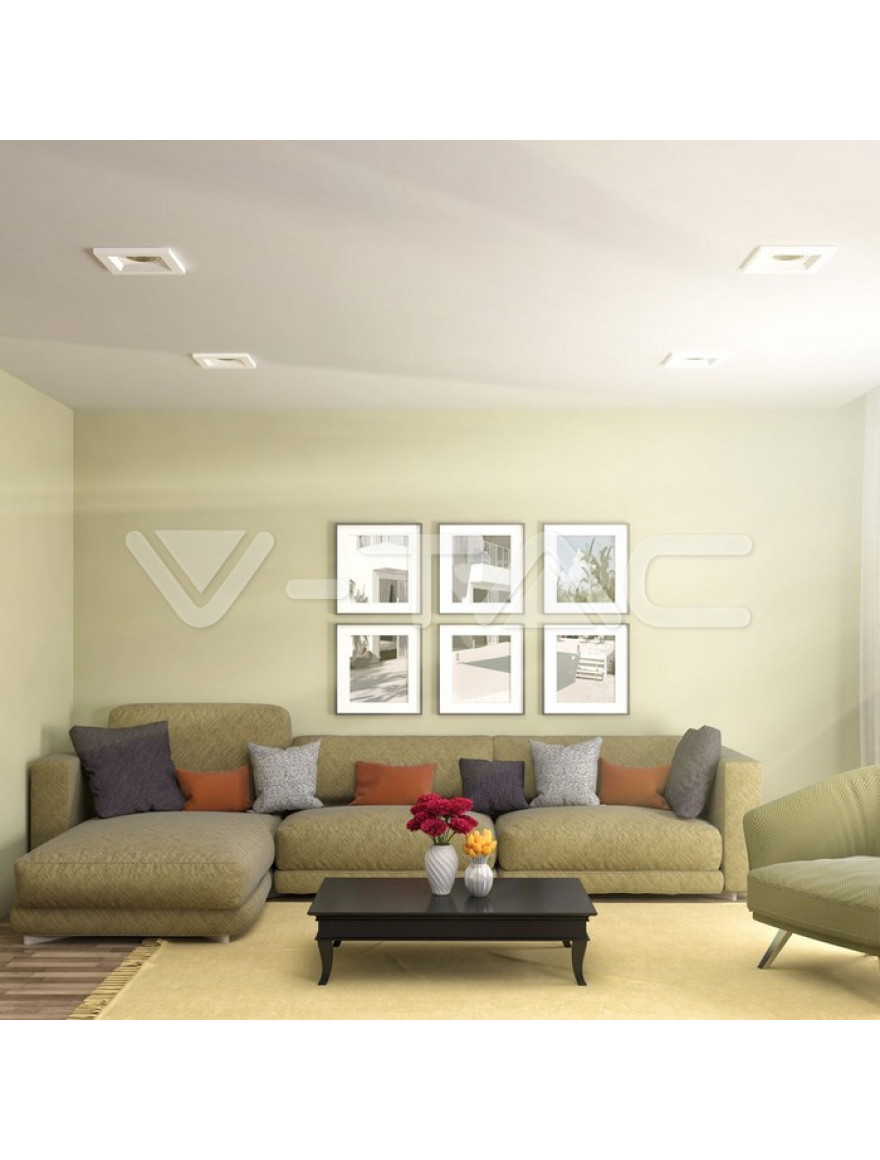 Spot încorporat 1xGU10 100*100*30 gips max 10W pătrat alb V-TAC