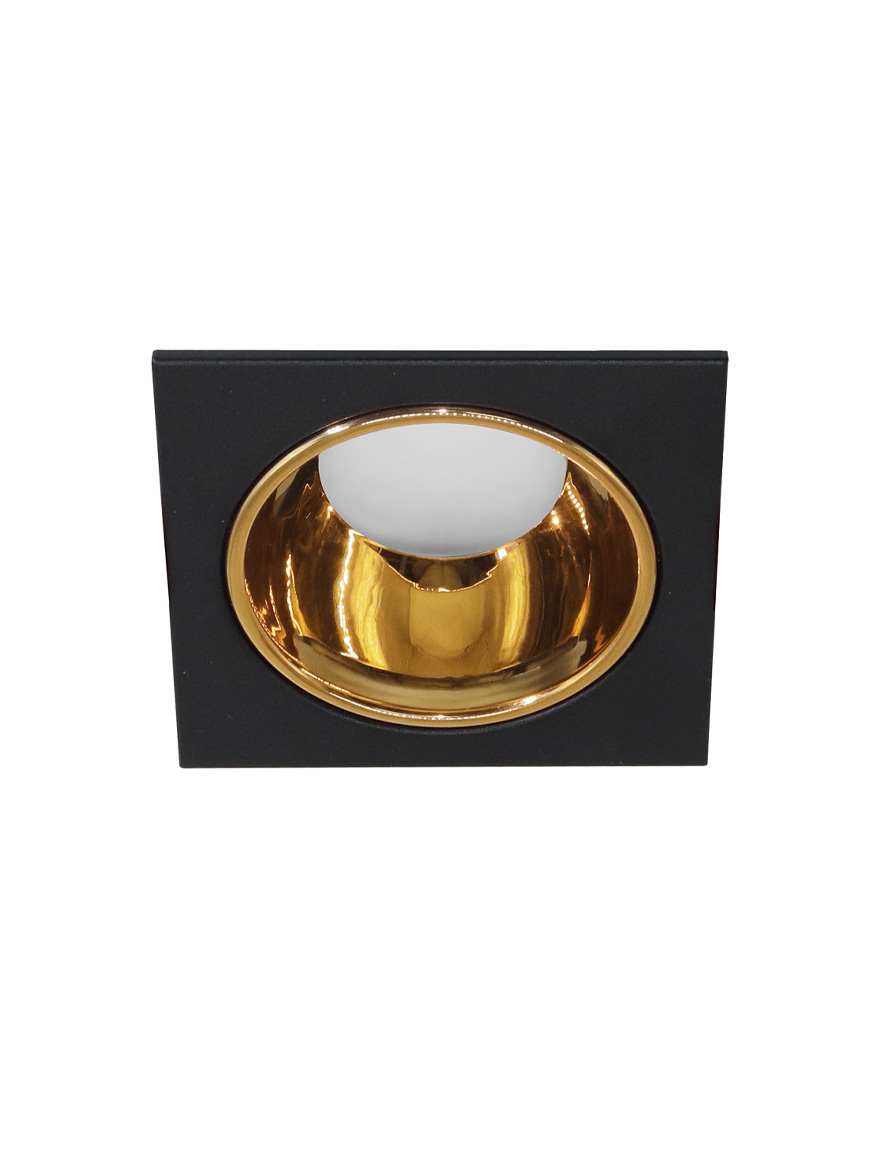 Квадратный встраиваемый светильник 1xGU10 черный+золотой LEO