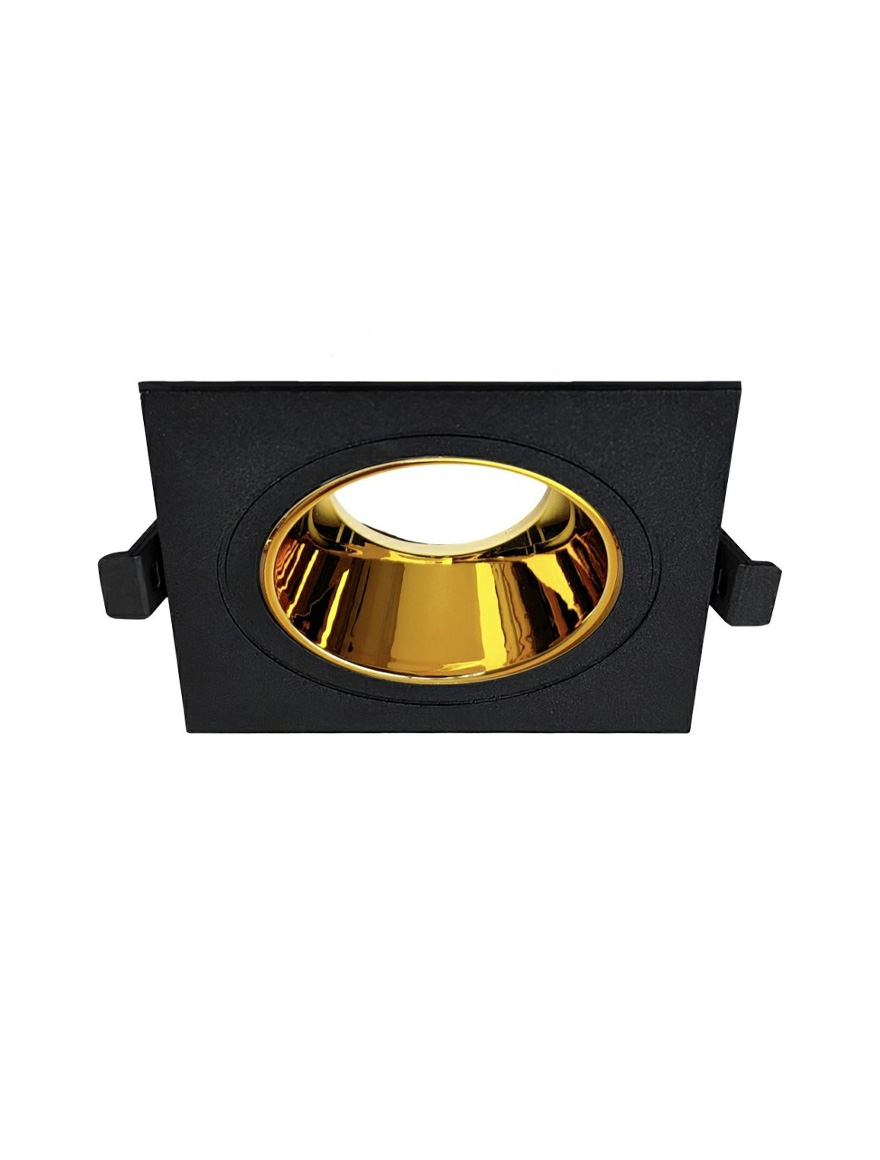 Квадратный встраиваемый светильник 1xGU10 черный+золотой LEO