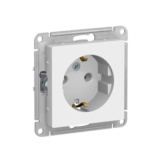 Priză unitară fără obtur 16A 250V 2P+E albă (20buc)  ATLAS SCHNEIDER