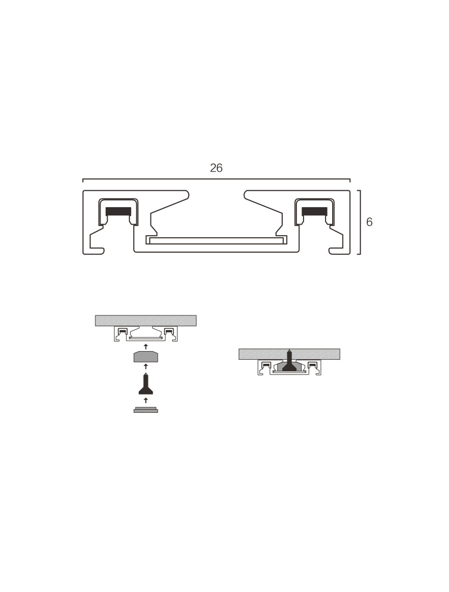 Șină Magnetică aplicată Ultra Thin 1m H6mm albă