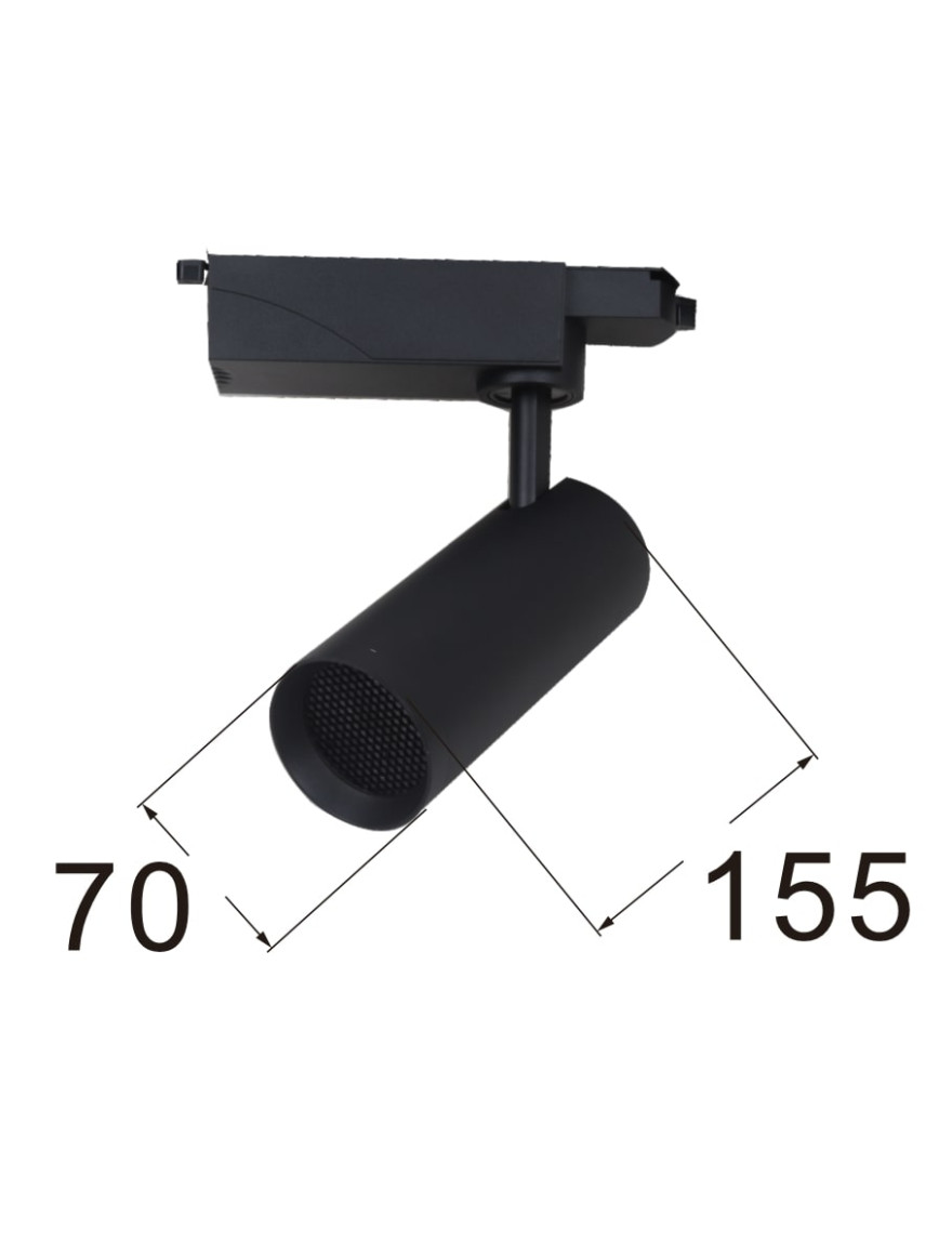 Proiector cu grilă pentru șină track 20W 6000K 220V negru