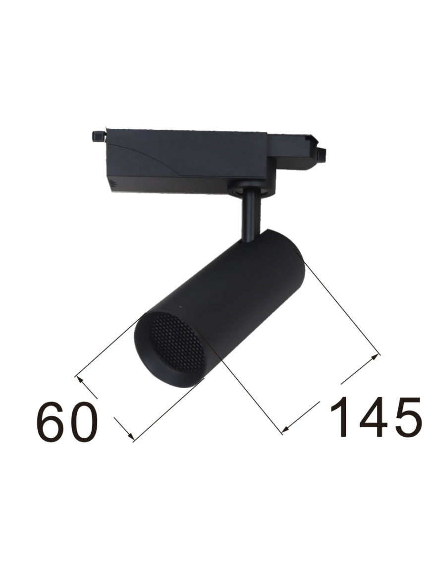 Proiector cu grilă pentru șină track 15W 6000K 220V negru