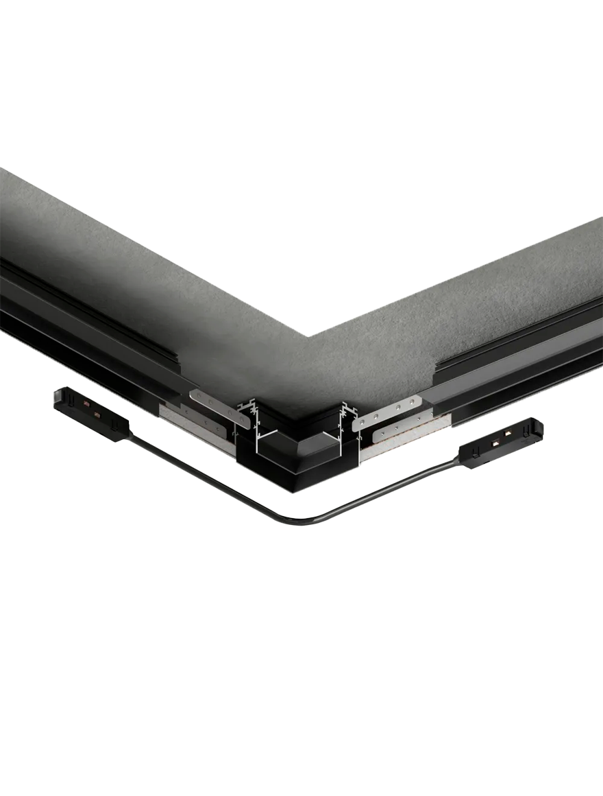 Conector tip L p/u șină magnetică aplicată și încorporată S20 NEGRU