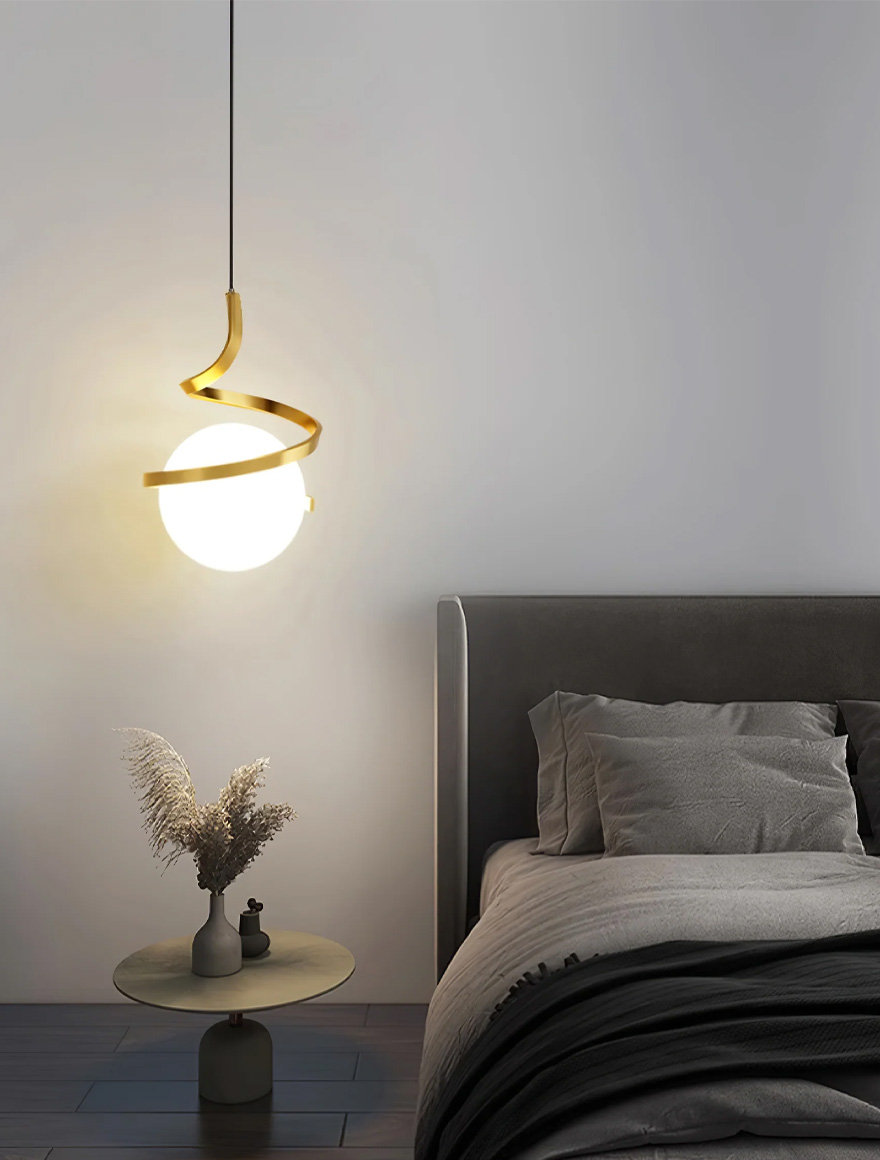 Подвесной светильник JH-979-SP, D18×H29+75 см, 1xG9, металл + стекло, золото + белый, Luminaled