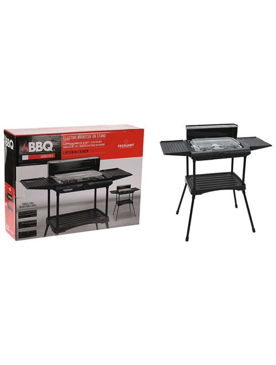 Gratar electric cu picioare BBQ 65x45x110cm, cu capac si plasa