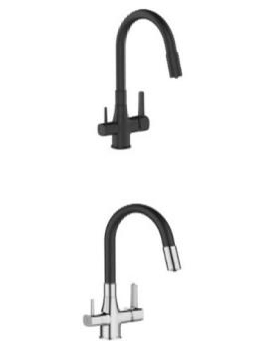 Baterie p/u bucătărie cu filtru  GLAMOUR negru/chrom