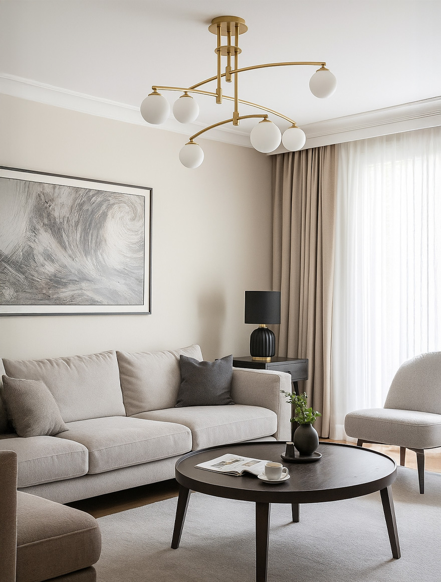 Lustră 6XG9 D1000 brass+white DL 8119P/6 Luminaled