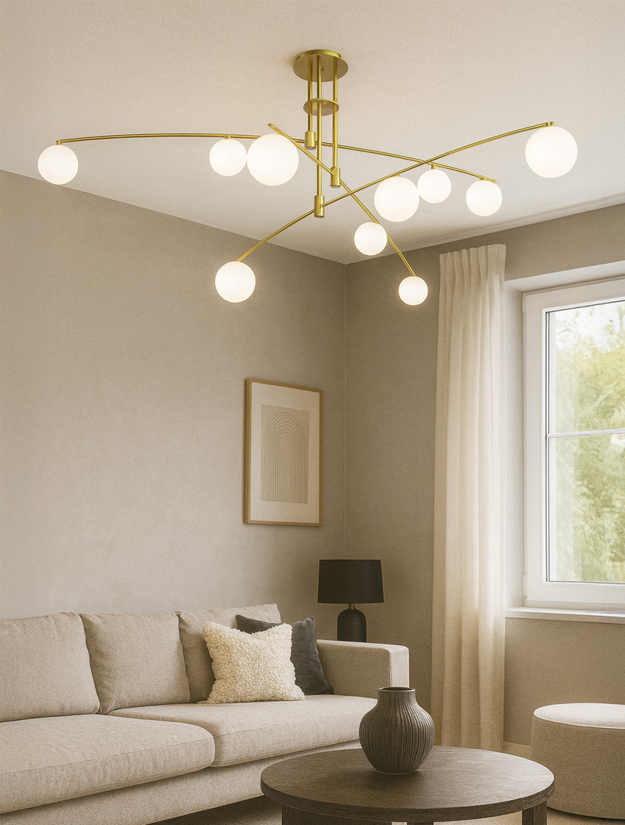 Lustră 9*G9 D1380 brass+white DL 8119P Luminaled 4