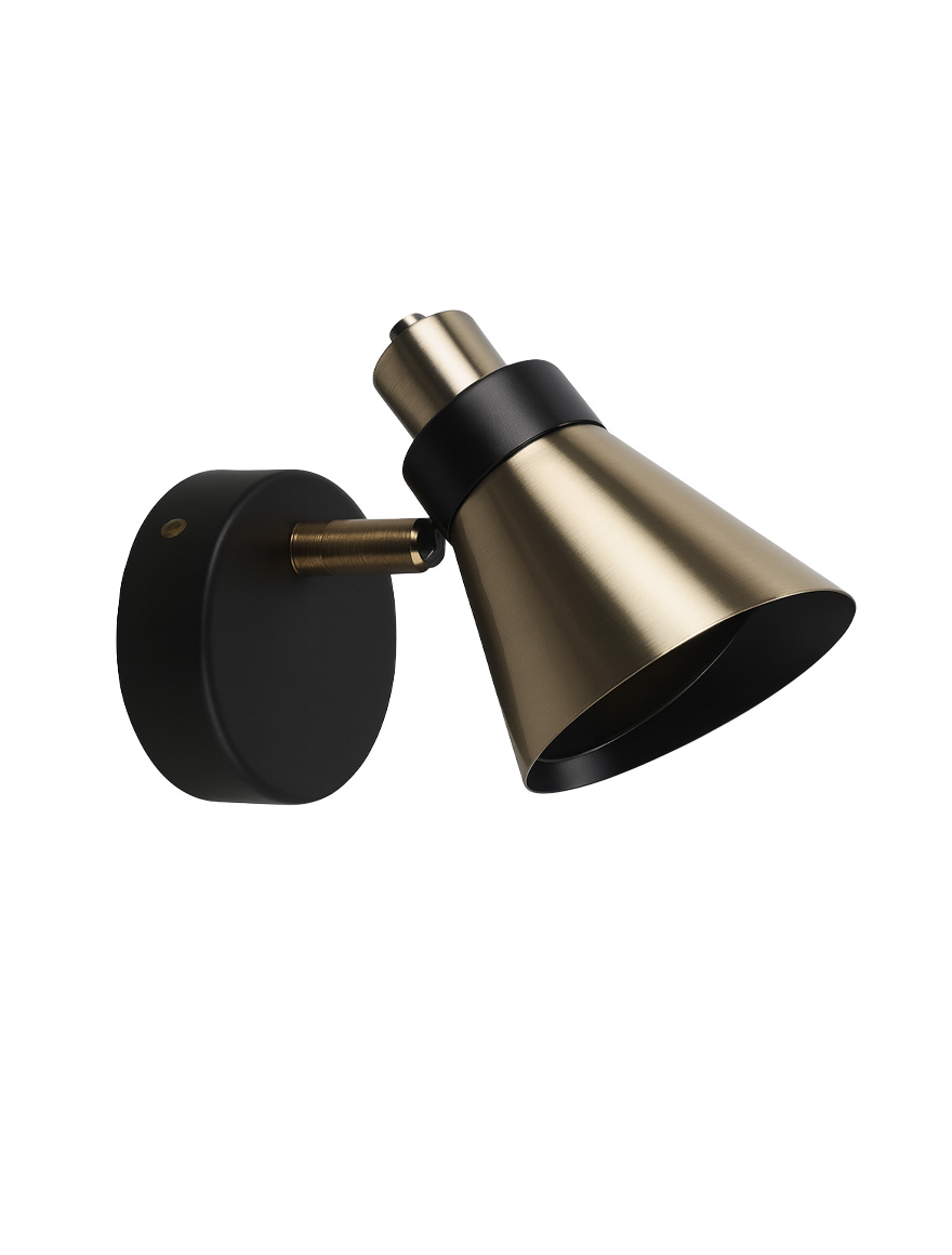 Настенный светильник 1xE14, чёрный + античная медь, 51916-1W, Luminaled