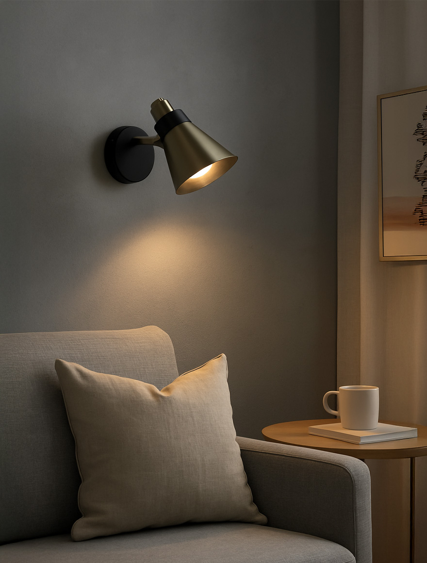 Настенный светильник 1xE14, чёрный + античная медь, 51916-1W, Luminaled