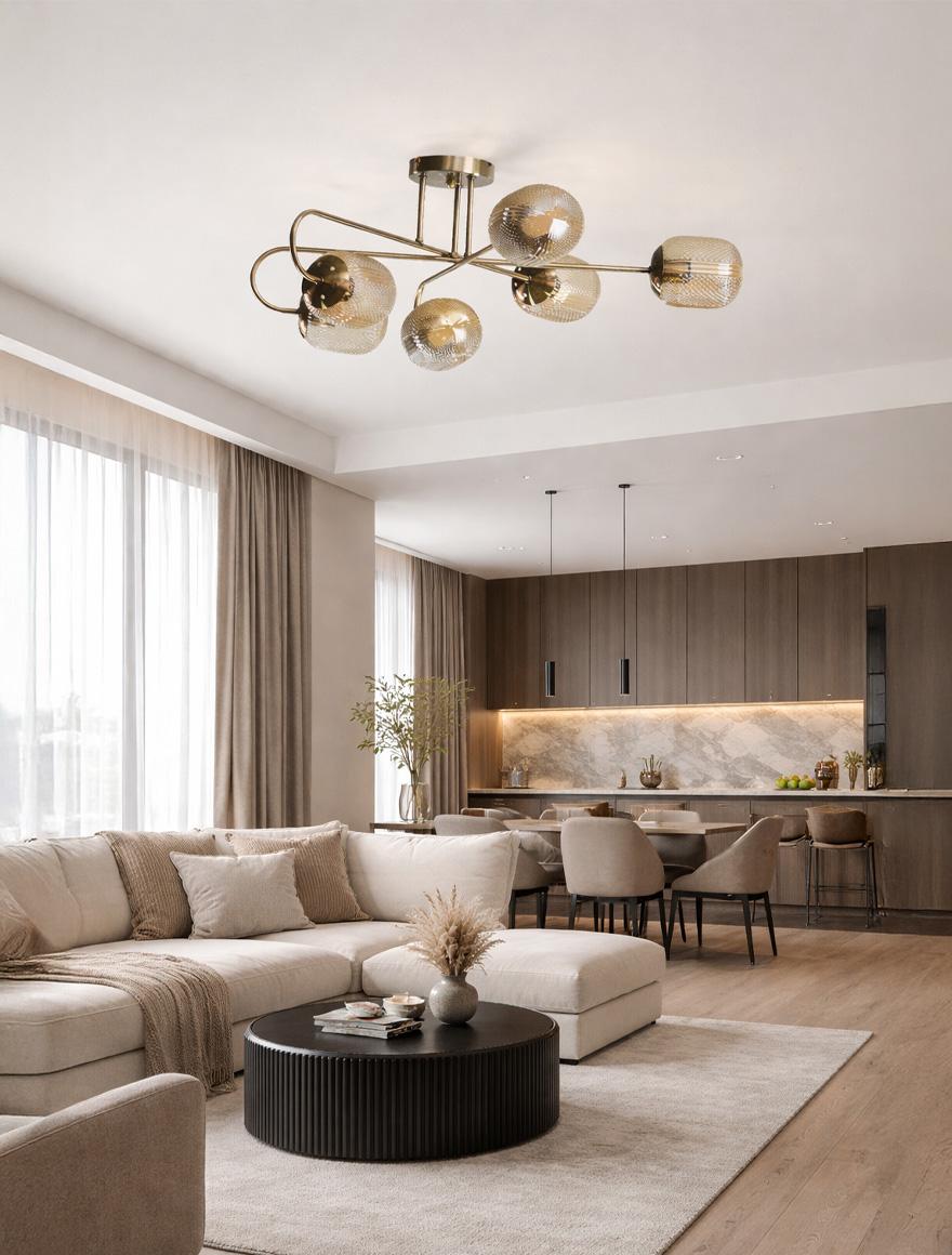 Lustră 6*E27 antic+amber 51930-6 Luminaled 2