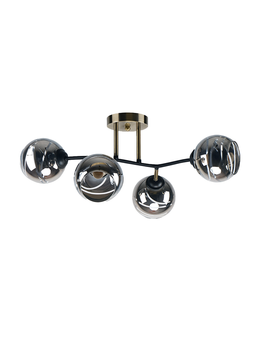 Lustră 4*E27 antic+negru+gri 7039-4 Luminaled