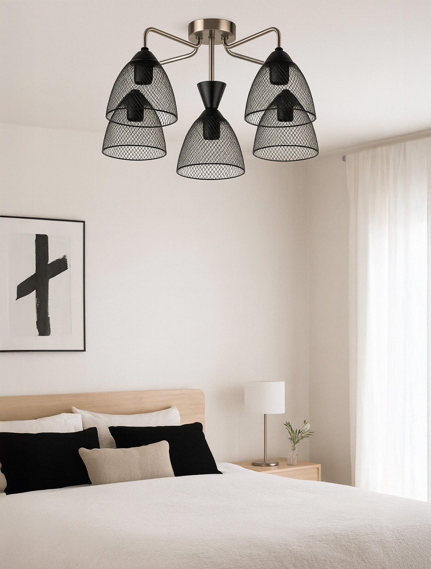 Lustră 5*E27 antic+negru 7095/5 Luminaled