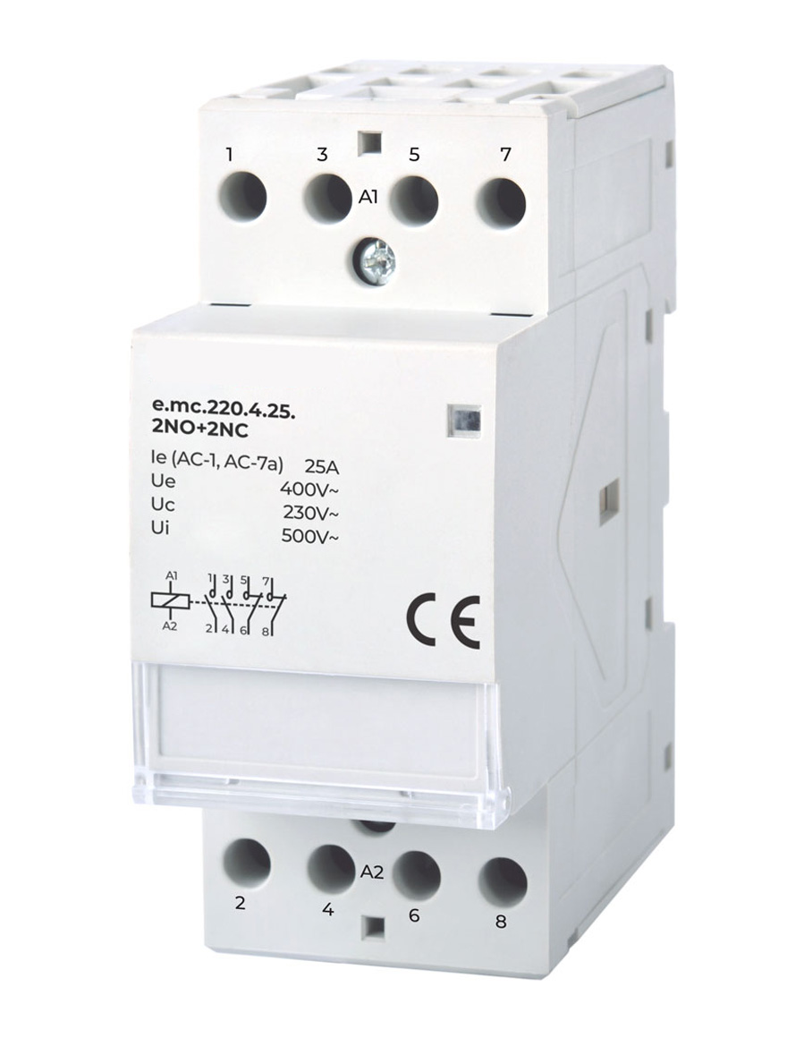 Contactor modular e.mc.220.4.25.2NO+2NC, 4р, 25А, 2NO+2NC, 220 V