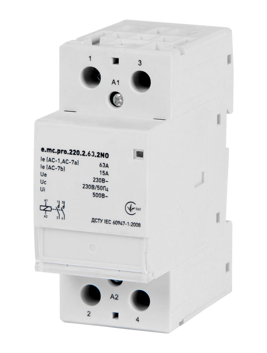 Модульный контактор e.mc.220.2.63.2NO, 2р, 63А, 2NO, 220 В