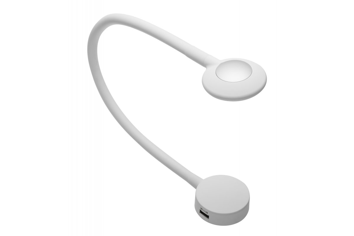 Светодиодный настенный светильник CHICAGO 2,1W с 2×USB (5V 1A + 2,1A), 12V, 4000K, белый, GTV