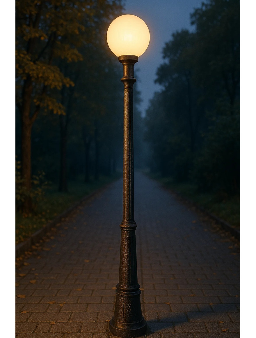 Set corp de il. G250 E27 8,5W 2,7-4-6,5K fumuriu + stâlp DINO negru 2M FUMAGALLI