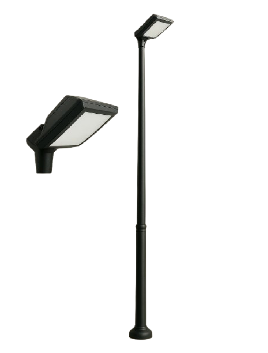 Set corp de il. GIORGIO cu suport 2xE27 opal+ stâlp EKTOR negru 2,5M Fumagalli