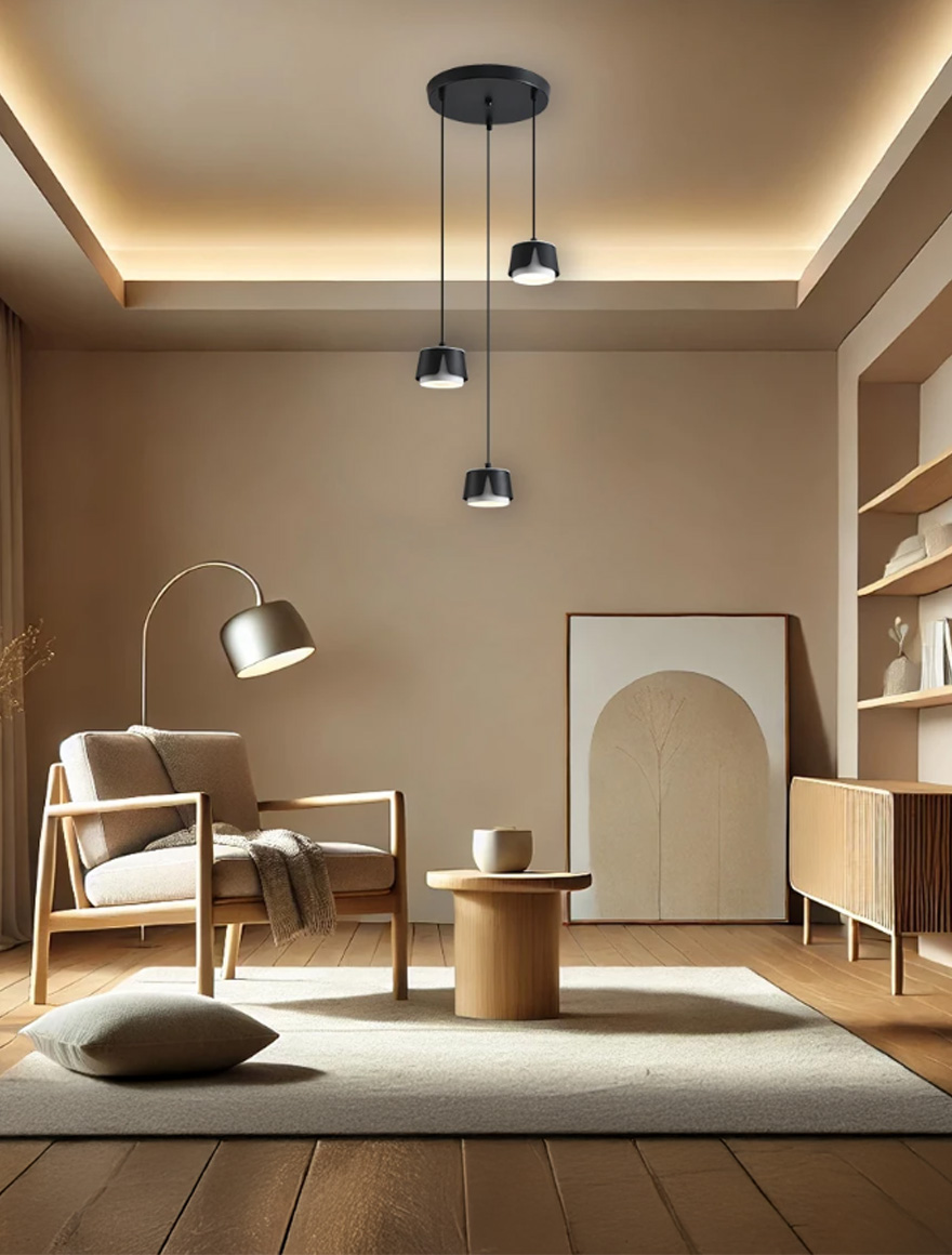 Lustra 3*GX53 100*66 rotund negru+alb LUMINALED