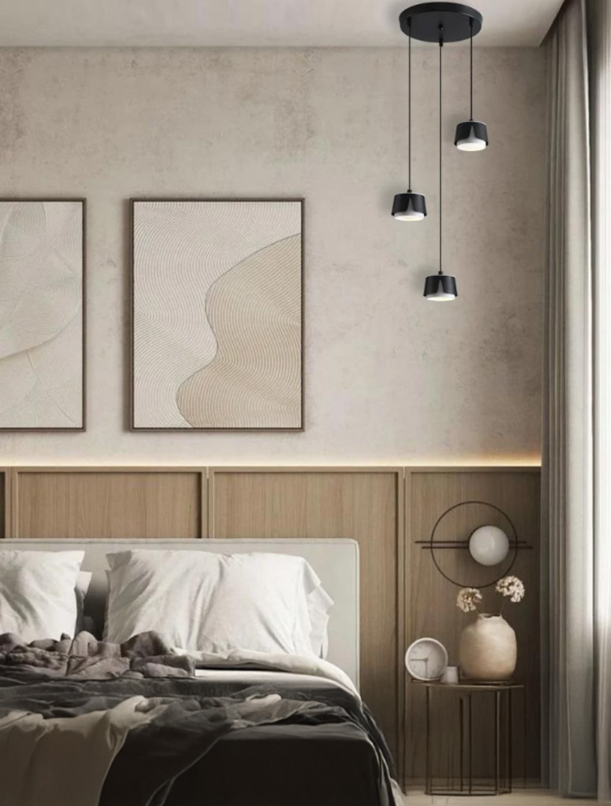 Lustra 3*GX53 100*66 rotund negru+alb LUMINALED